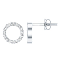 Lab Grown Diamond Circle Stud Earrings With Screw Back
