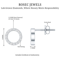 Lab Grown Diamond Circle Stud Earrings With Screw Back