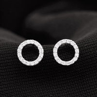 Lab Grown Diamond Circle Stud Earrings With Screw Back
