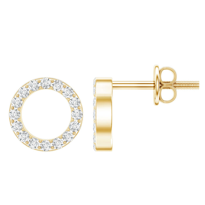 Rosec Jewels lab-grown diamond circle stud earrings with screw back, showcasing sparkling diamond design on sterling silver.