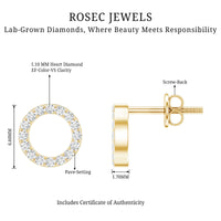 Lab Grown Diamond Circle Stud Earrings With Screw Back