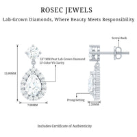 Lab 5X7MM Pear Shaped Diamond Bridal Drop Earrings