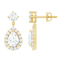 Lab 5X7MM Pear Shaped Diamond Bridal Drop Earrings