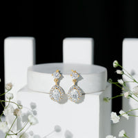 Lab 5X7MM Pear Shaped Diamond Bridal Drop Earrings
