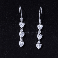 Certified Lab Heart Shaped Diamond Fish Hook Dangle Earrings