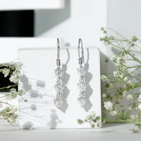 Certified Lab Heart Shaped Diamond Fish Hook Dangle Earrings