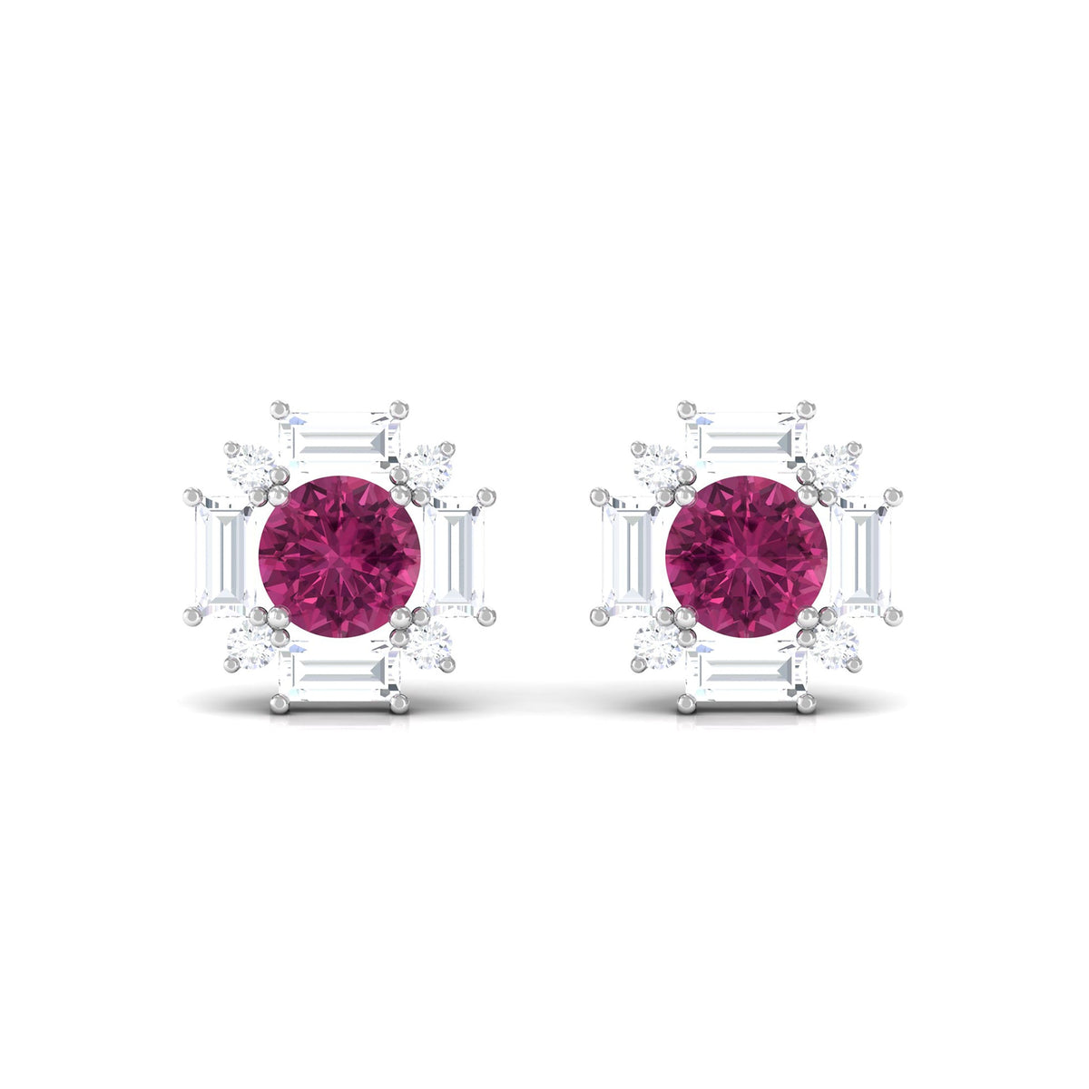 1.25 CT Pink Tourmaline and Diamond Halo Stud Earrings