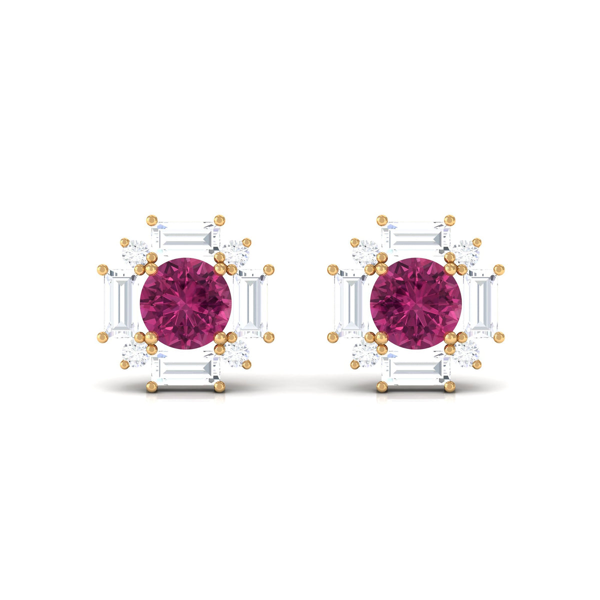 1.25 CT Pink Tourmaline and Diamond Halo Stud Earrings