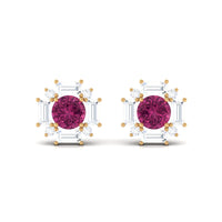 1.25 CT Pink Tourmaline and Diamond Halo Stud Earrings