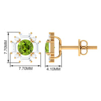 Contemporary Peridot Stud Earrings with Diamond Halo