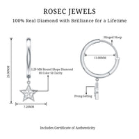 Rosec Jewels diamond star drop hoop earrings featuring elegant hoop design with sparkling diamond star accents.