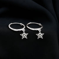 Rosec Jewels diamond star drop hoop earrings with sparkling star-shaped design and elegant hoop style.