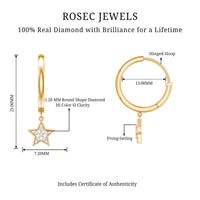 Rosec Jewels diamond star drop hoop earrings featuring sparkling diamond accents and a stylish hoop design.