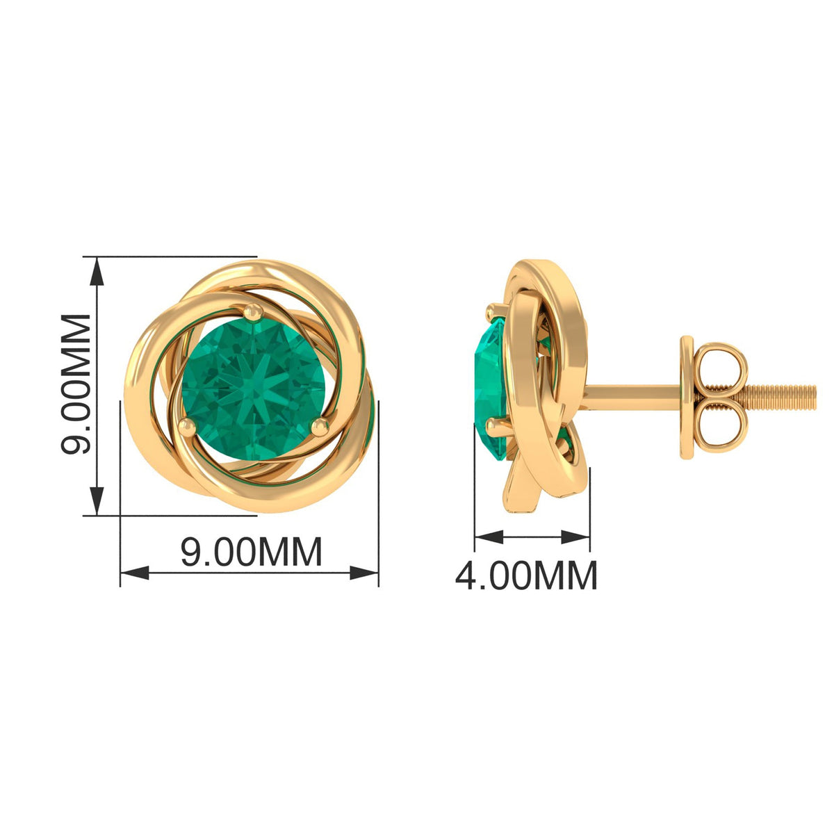 1 CT Emerald Classic Stud Earrings for Women