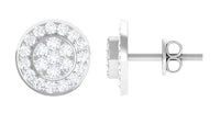 Natural Diamond Round Earrings with Screw Back