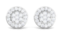 Natural Diamond Round Earrings with Screw Back