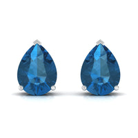 2.50 CT Solitaire Stud Earrings with Pear Shaped London Blue Topaz