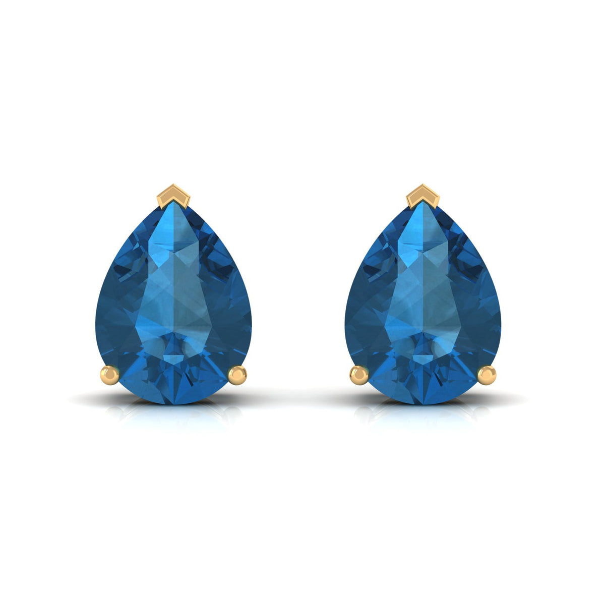 2.50 CT Solitaire Stud Earrings with Pear Shaped London Blue Topaz