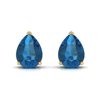 2.50 CT Solitaire Stud Earrings with Pear Shaped London Blue Topaz