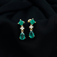 2 Carat Lab Created Emerald and Diamond Bridal Dangle Earrings