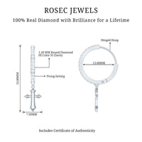 Rosec Jewels Certified Diamond Cross Drop Hoop Earrings, elegant earrings with diamond accents and hoop design.