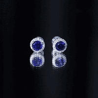 Certified 2 Carat Lab Grown Blue Sapphire Stud Earrings With Moissanite Halo