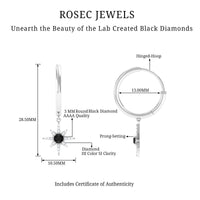 Lab Created Black and White Diamond Sunburst Hoop Earrings