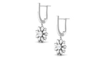Natural Diamond Flower Drop Hoop Earrings