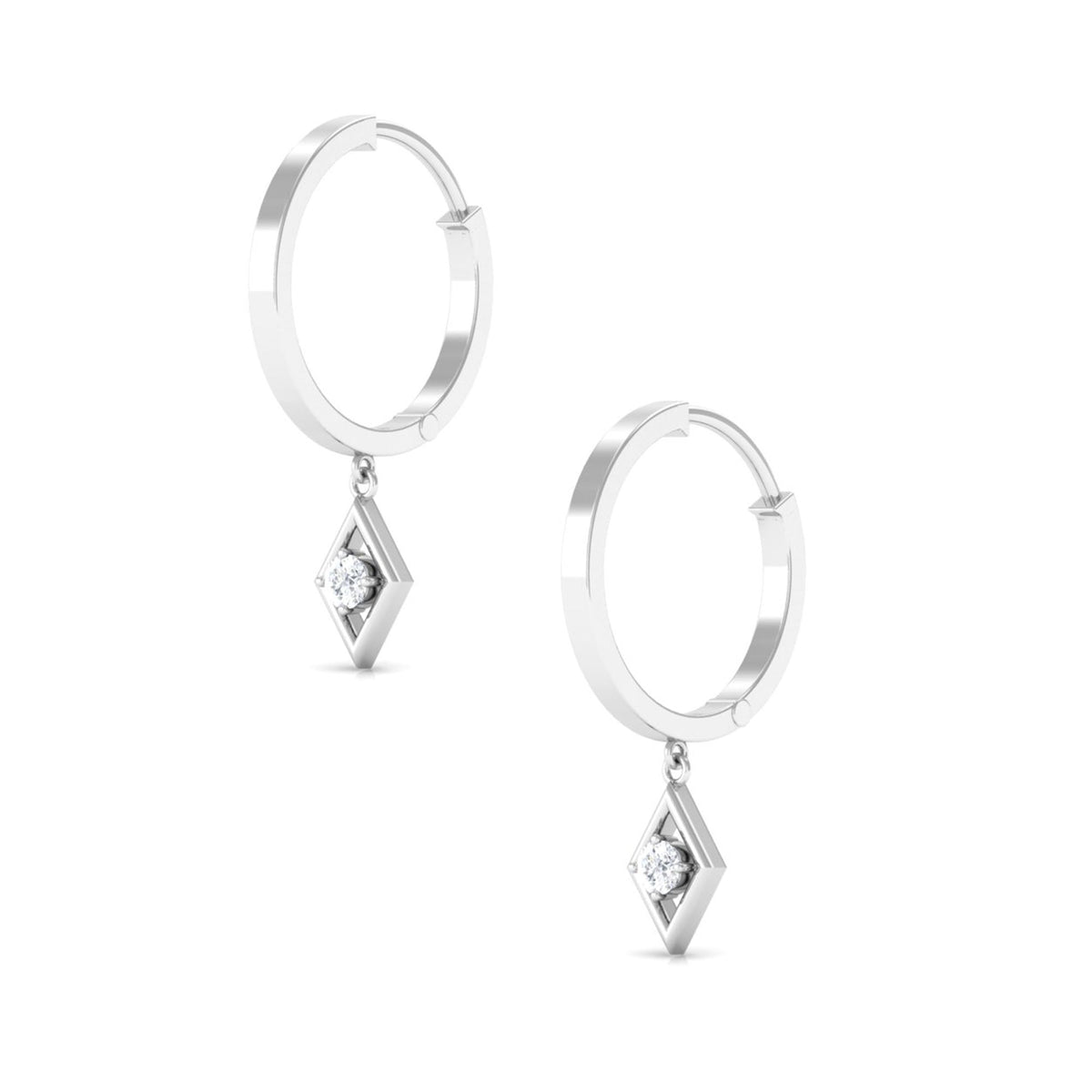 Rosec Jewels diamond drop hoop earrings with minimalist design and certificate, featuring sleek gold hoops with sparkling diamond accents.