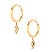 Rosec Jewels minimal diamond drop hoop earrings with certificate, featuring sleek gold hoops with sparkling diamond accents.