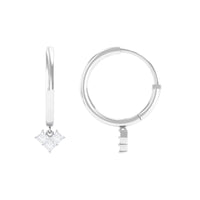 Minimal diamond drop earrings with hinged hoop from Rosec Jewels featuring sparkling diamonds and sleek gold design.