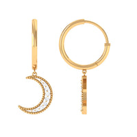 Rosec Jewels certified diamond moon drop hoop earrings with sparkling diamonds and elegant design.