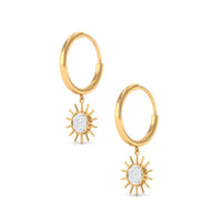 Certified diamond sunburst hoop earrings by Rosec Jewels featuring sparkling diamond accents in a circular hoop design.