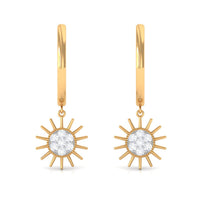 Rosec Jewels Certified Diamond Sunburst Hoop Earrings with sparkling diamond details and gold hoop design.