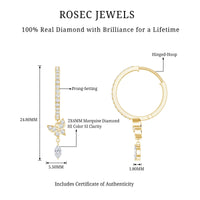 Natural diamond butterfly hoop earrings for women by Rosec Jewels, featuring delicate hoops with sparkling diamond accents.
