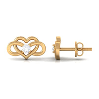 Natural Diamond Infinity Heart Earrings with Screw Back