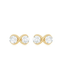 Certified 1.25 CT Moissanite infinity stud earrings by Rosec Jewels featuring sparkling moissanite stones and a sleek infinity design