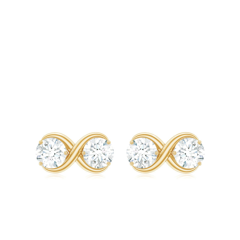 Certified 1.25 CT Moissanite infinity stud earrings by Rosec Jewels featuring sparkling moissanite stones and a sleek infinity design