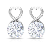 2 CT Round Shape Solitaire Moissanite Heart Stud Earrings