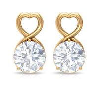 2 CT Round Shape Solitaire Moissanite Heart Stud Earrings