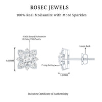 Certified Moissanite Floral Stud Earrings