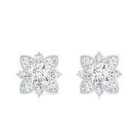 Certified Moissanite Floral Stud Earrings