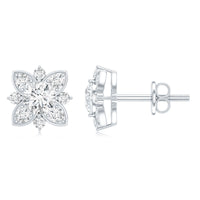 Certified Moissanite Floral Stud Earrings