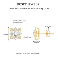 Certified Moissanite Floral Stud Earrings