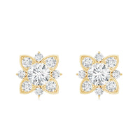 Certified Moissanite Floral Stud Earrings