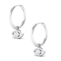 Natural diamond evil eye drop hoop earrings by Rosec Jewels featuring sparkling diamonds and elegant hoop design.