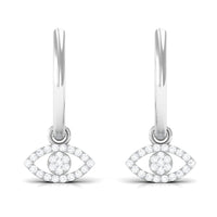 Natural diamond evil eye drop hoop earrings by Rosec Jewels featuring sparkling diamonds and elegant drop design.