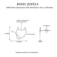 Round diamond devil heart earrings by Rosec Jewels featuring sparkling diamonds and a unique heart-shaped design.