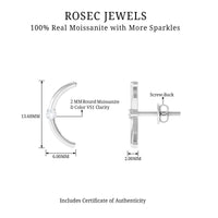 Certified Moissanite Curved Stud Earrings