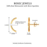 Certified Moissanite Curved Stud Earrings